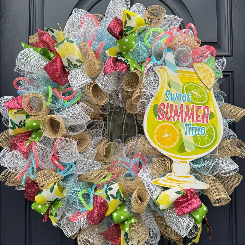 Colorful Summer Wreath with Sweet Summer Time Sign